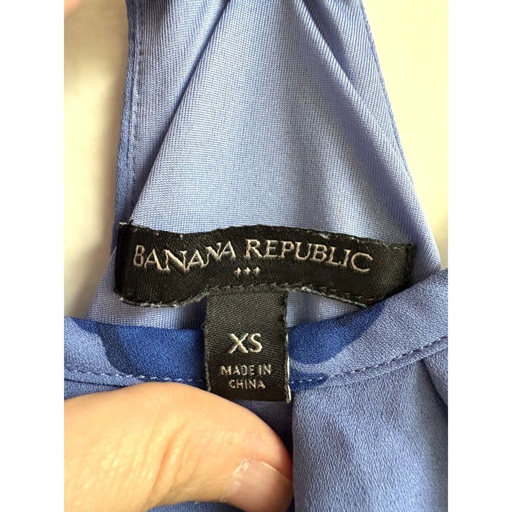 Banana Republic Chiffon Halter XS S Blue Floral Wedding Guest Keyhole Sun Dress - Picture 6 of 10